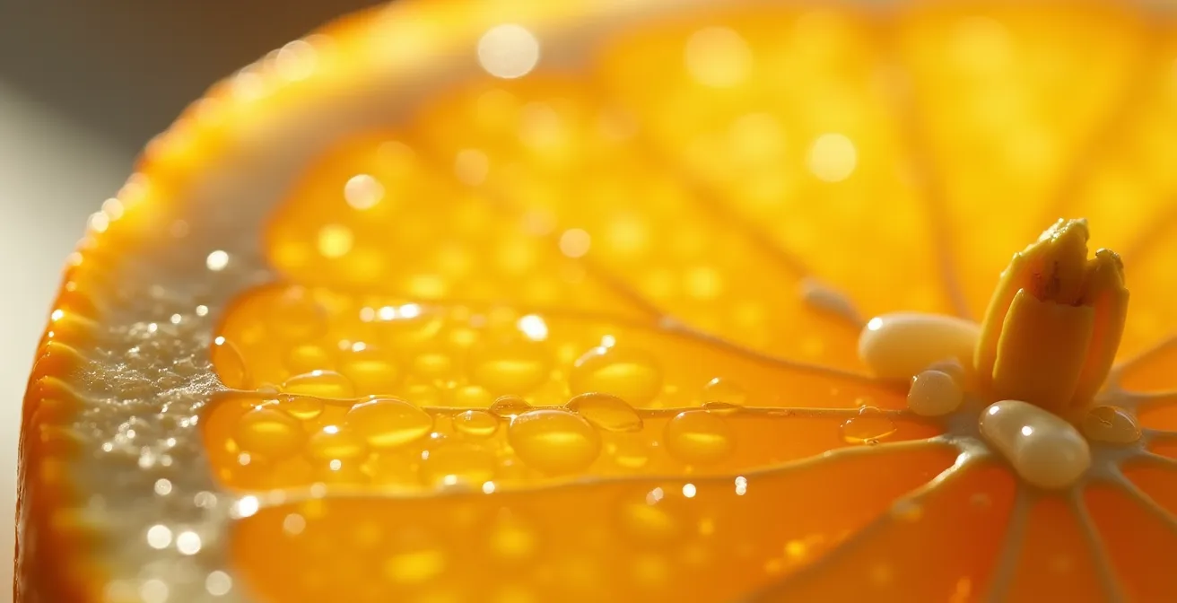 Composición minimalista con cítricos que evoca frescura profesional