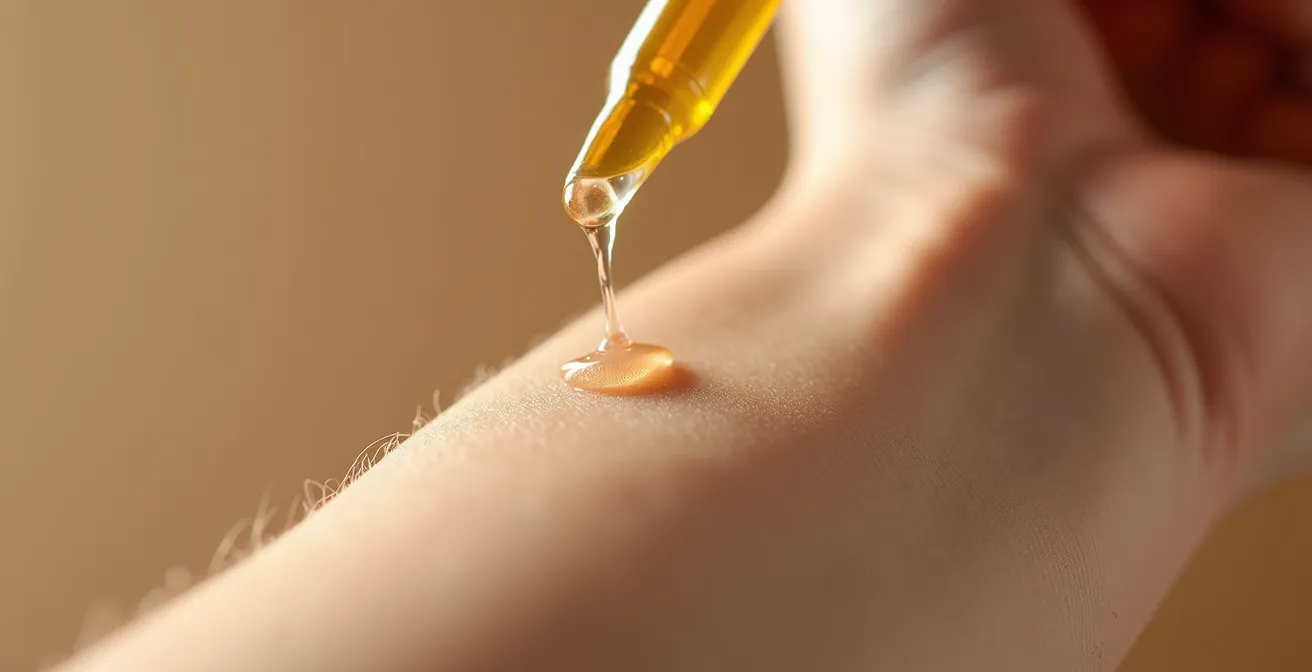 Demostración del test de parche para aceite esencial en el antebrazo